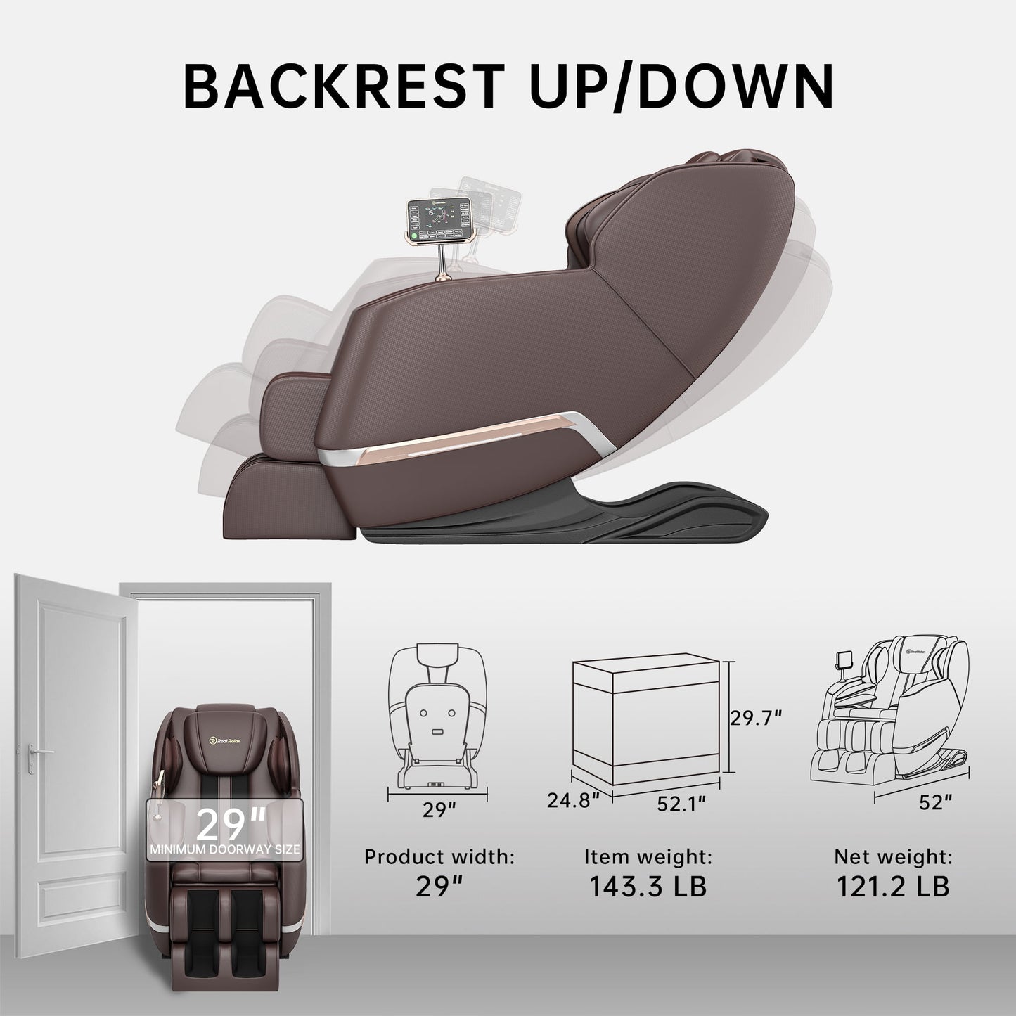 Real Relax Zero Gravity Full Body Massage Chair with Heat, Bluetooth & Shiatsu Massage