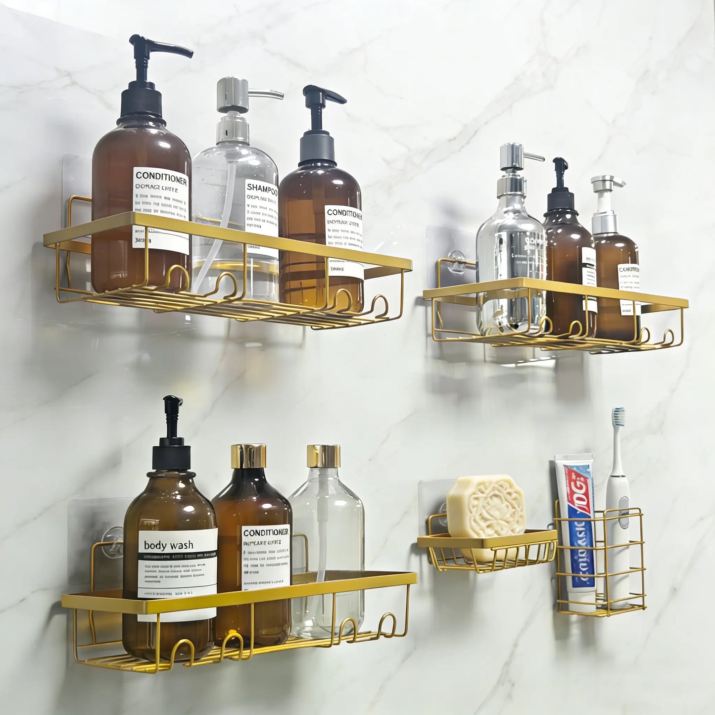 Black 5-Piece shower caddy organizer
