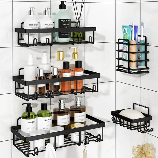 Black 5-Piece shower caddy organizer