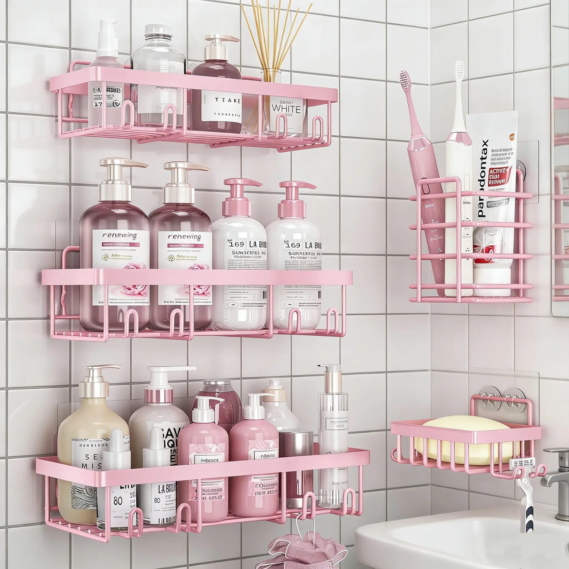 Black 5-Piece shower caddy organizer