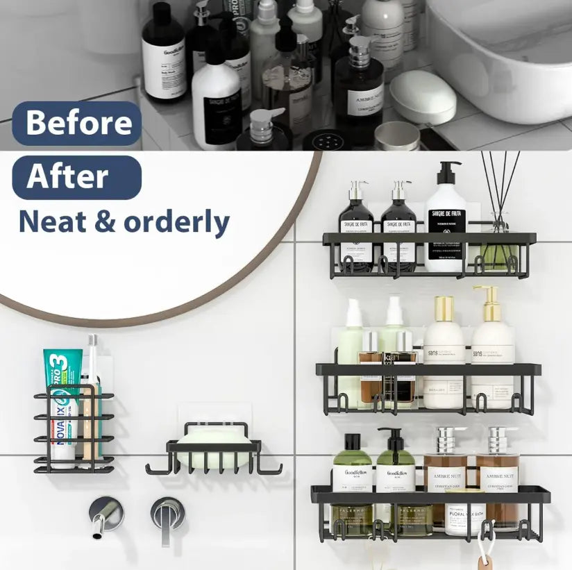 Black 5-Piece shower caddy organizer